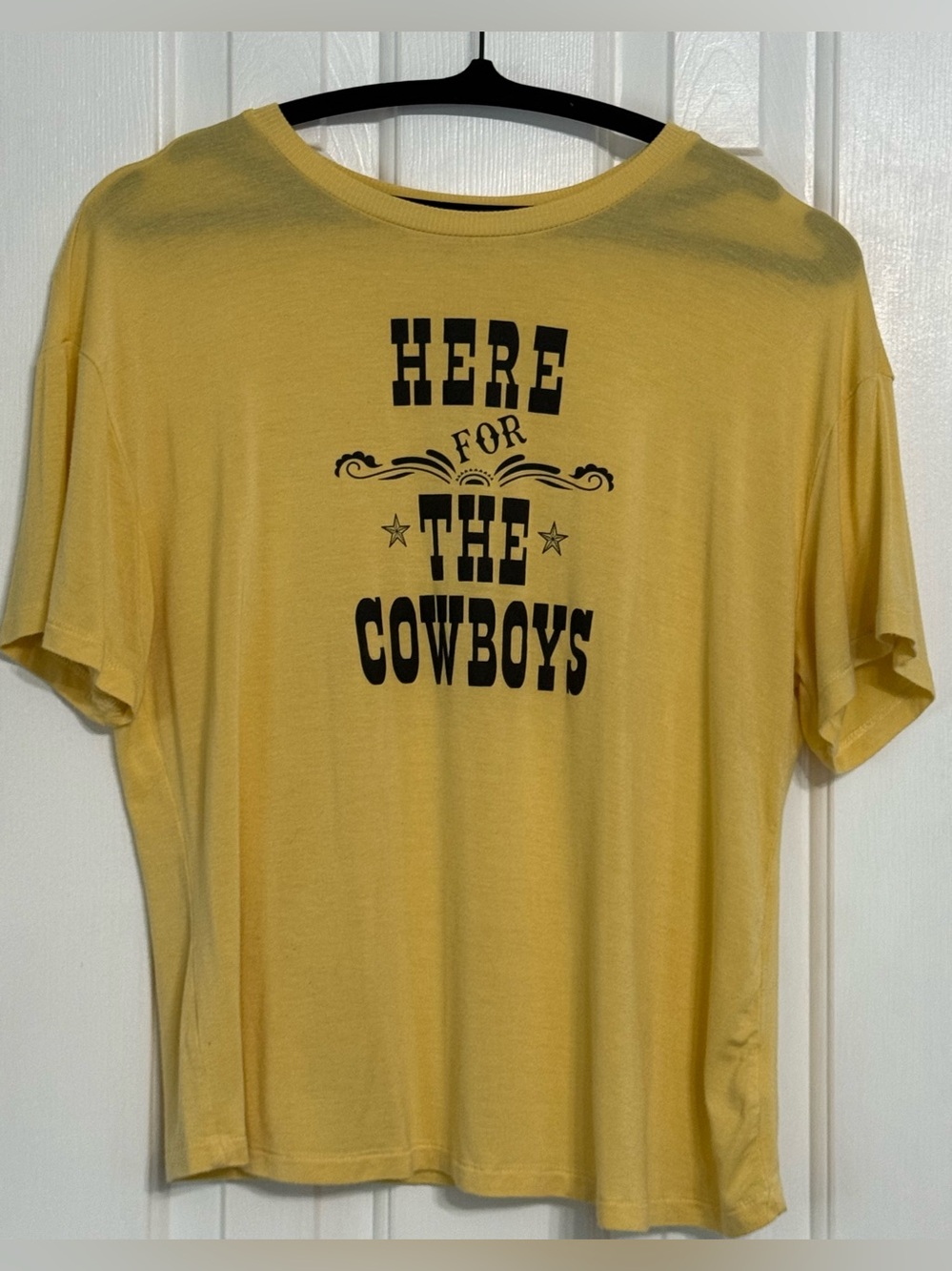 True Craft Yellow Short-Sleeve Graphic Tee - "Here for the Cowboys" Medium